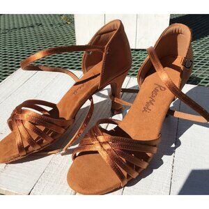 Women's RoseMoli Rhythm Latin Dance Shoes Ballroom Salsa Copper Gold 37 6.5